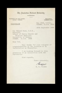 Nugget Coombs, Australian economist and public servant : typed letter, signed, September 1968