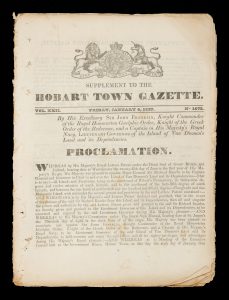 The Hobart Town Gazette (a virtually complete run of issues for the year 1837)