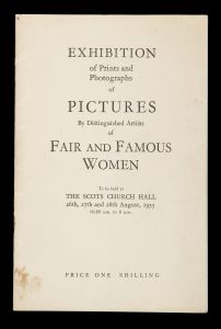 Exhibition of prints and photographs of pictures by distinguished artists of fair and famous women