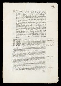 Relacion breve de la embaxada y presente que la Magestad del Rey Don Felipe