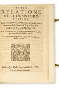 [TENSHŌ EMBASSY] Breve relatione del consistoro publico, dato àgli Ambasciadori Giapponesi : dalla buona memoria