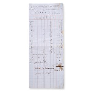 A Hobart Town "bar tab" : for pastoralist and politician James McLanachan, drinker and guest at Webb's Hotel, Murray Street, August - September, 1868.