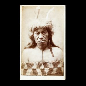 Photographic portrait of a Māori woman with moko, circa 1880.