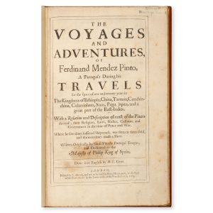 The voyages and adventures of Ferdinand Mendez Pinto, a Portugal, during his travels for the space of one and twenty years in the Kingdoms of Ethiopia, China, Tartaria, Cauchinchina, Calaminham, Siam, Pegu, Japan, and a great part of the East-Indies.