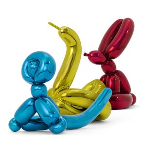 Balloon rabbit (red); balloon swan (yellow); balloon monkey (blue)