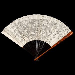 A rare woodblock map of Canton (Guangdong) published as a fan.