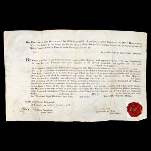 [TASMANIA] East India Company commission of 1845 appointing Charles Ross Mackenzie as Captain.