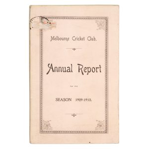 Melbourne Cricket Club, Annual Report, for the Season 1909-10