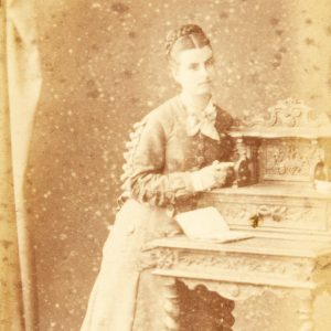 [MELBOURNE] Signed studio portrait of Miss Fanny Oswin, member of the family of Kew pioneer William Oswin of Kilby Farm, Glass Creek.  Circa 1875.