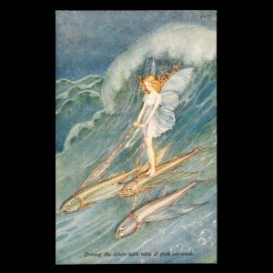Driving the others with reins of pink sea-weed
